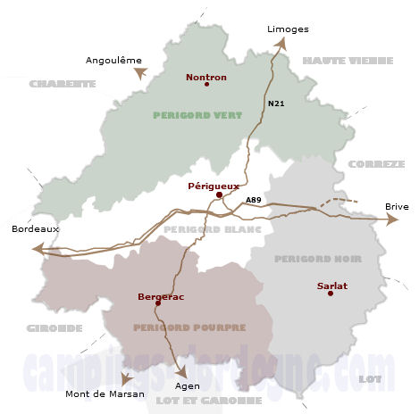 Carte des campings en Périgord